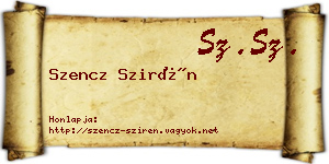 Szencz Szirén névjegykártya